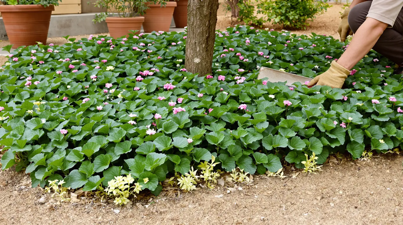 Cette vivace « conquérante » plantée en avril couvre 2 m² très vite et étouffe les mauvaises herbes Cette vivace « conquérante » plantée en avril couvre 2 m² très vite et étouffe les mauvaises herbes