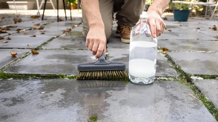 Terrasse verte et glissante : cet ingrédient de cuisine à 50 centimes la nettoie en 1 h, sans Karcher