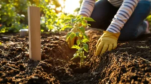 « Tu plantes tes tomates debout ? » Depuis qu’un voisin m’a montré la position couchée, mes plants sont plus vigoureux