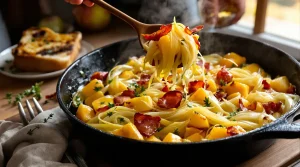 « Je la prépare en 10 minutes » : ma poêlée poireaux-pommes-lardons ultra simple pour toute la famille